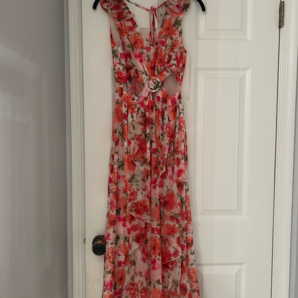 Lucy Paris Red and Orange V-Neck Sundress